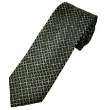 Tresanti Celeste Black, Silver, Grey & Green Fishnet Pattern Men's Silk Tie