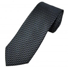 Tresanti Celeste Black, Silver, Grey & Light Blue Patterned Men's Silk Designer Tie
