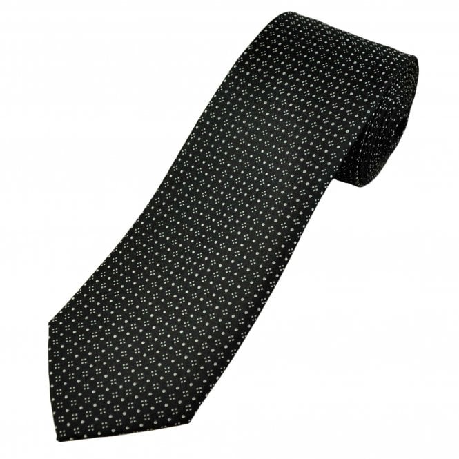 Tresanti Celeste Black & Silver Grey Pattern Men's Silk Tie