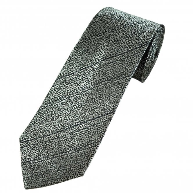 Tresanti Celeste Black & Silver Grey Pattern Silk Men's Designer Tie