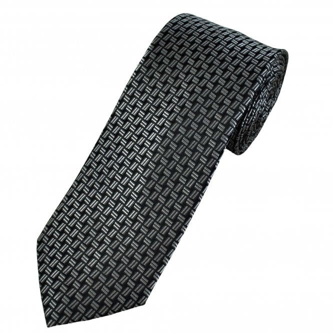 Tresanti Celeste Black, Silver & Grey Patterned Men's Silk Tie