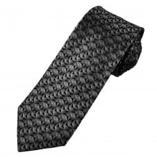 Tresanti Celeste Black, Silver & Grey Triangle Pattern Men's Silk Designer Tie
