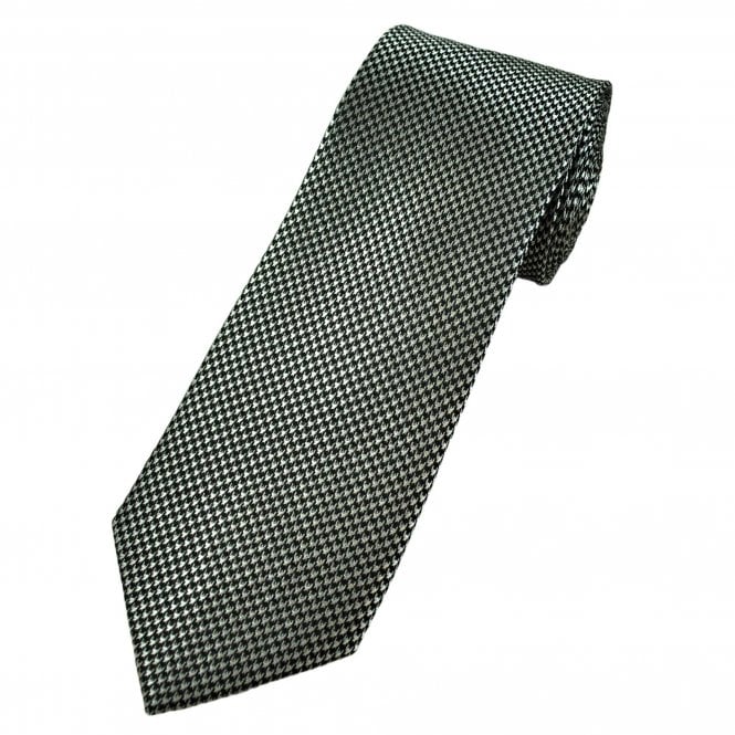 Tresanti Celeste Black & Silver Houndstooth Pattern Silk Men's Designer Tie