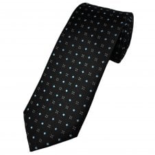 Tresanti Celeste Black, Silver & Light Blue Patterned Silk Men's Designer Tie