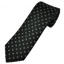 Tresanti Celeste Black & Silver Small Paisley Men's Silk Tie