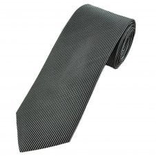 Tresanti Celeste Black & Silver White Vertical Stripe Silk Men's Designer Tie