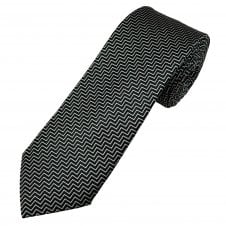 Tresanti Celeste Black & Silver Zig Zag Pattern Men's Silk Tie