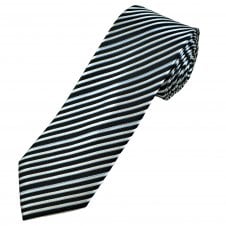 Tresanti Celeste Black, White & Sky Blue Stripe Men's Silk Tie