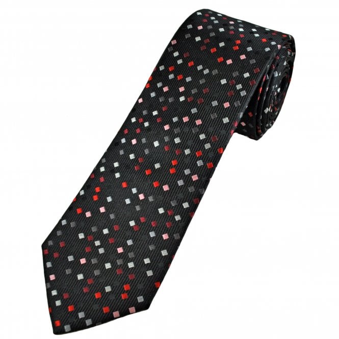Tresanti Celeste Black with Burgundy, Red, Pink, Silver & Grey Diamond Pattern Men's Silk Designer Tie