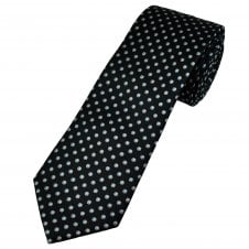 Tresanti Celeste Black with Light Blue & Silver Dot Pattern Men's Silk Designer Tie
