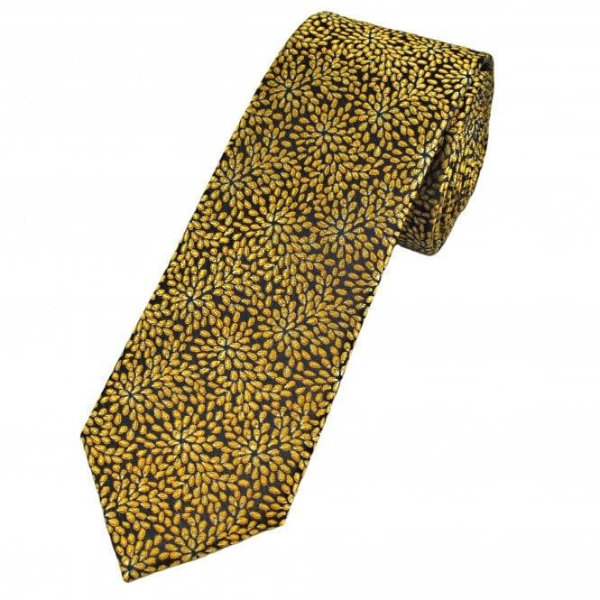 Tresanti Celeste Black, Yellow & Ivory Starburst Patterned Men's Designer Silk Tie