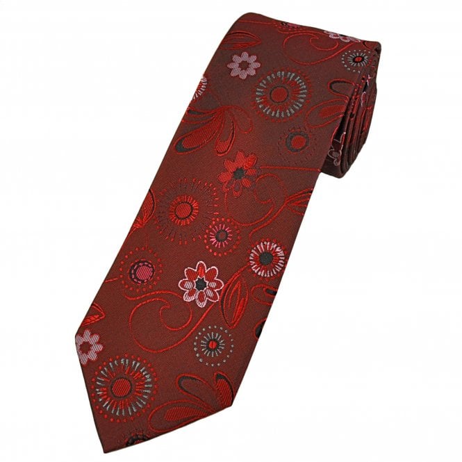Tresanti Celeste Blood Red, Red, Pink & Blue Fancy Pattern Men's Designer Silk Tie