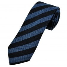 Tresanti Celeste Blue & Dark Navy Striped Men's Silk Designer Tie