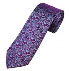 Tresanti Celeste Blue, Fuchsia & Purple Patterned Men's Silk Tie
