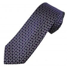 Tresanti Celeste Blue, Lilac, Silver & Navy Pattern Men's Silk Designer Tie
