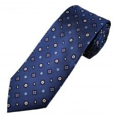 Tresanti Celeste Blue, Navy, Light Blue, Cerise Pink & Silver Patterned Men's Silk Designer Tie