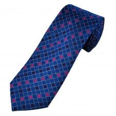 Tresanti Celeste Blue, Purple & Pink Diamond Pattern Silk Men's Designer Tie