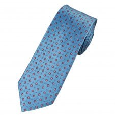 Tresanti Celeste Blue & Red Patterned Men's Silk Tie