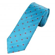 Tresanti Celeste Blue & Red Polka Dot Men's Silk Tie