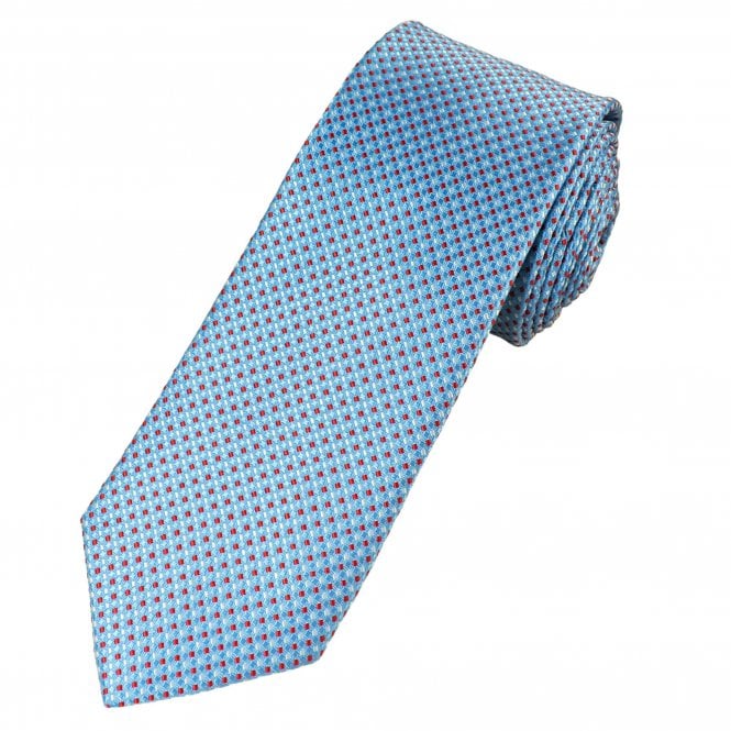 Tresanti Celeste Blue, Red & Silver Patterned Men's Silk Tie