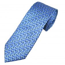 Tresanti Celeste Blue, Silver & Black Triangle Pattern Men's Silk Designer Tie