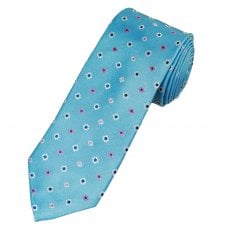 Tresanti Celeste Blue, Silver, Pink & Navy Flower Patterned Men's Silk Tie