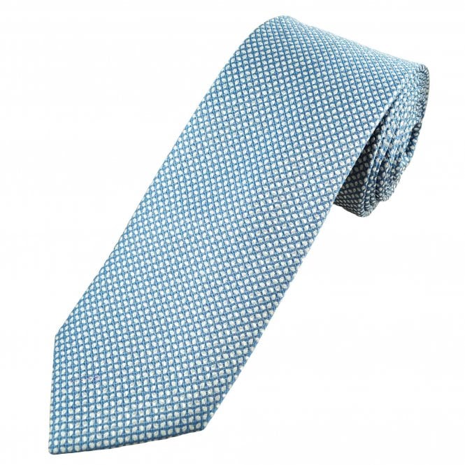 Tresanti Celeste Blue & White Patterned Men's Silk Designer Tie