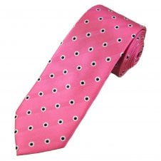 Tresanti Celeste Bright Pink, White & Navy Blue Flower Pattern Men's Silk Tie
