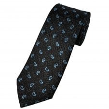 Tresanti Celeste Brown & Black Check with Blue Paisley Silk Men's Designer Tie