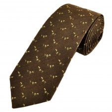 Tresanti Celeste Brown Dog Designer Wool Blend Men's Tie