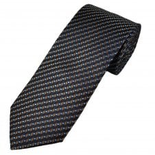 Tresanti Celeste Brown, Golden Beige, Light Blue & Black Patterned Men's Silk Designer Tie