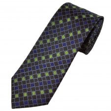 Tresanti Celeste Brown, Green & Blue Diamond Pattern Silk Men's Designer Tie