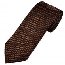 Tresanti Celeste Brown, Orange, Light Blue & Black Patterned Men's Silk Designer Tie