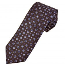 Tresanti Celeste Brown, Royal Blue, Silver & Sky Blue Pattern Wool Blend Men's Tie