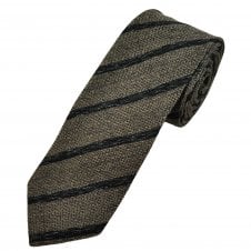 Tresanti Celeste Buff Brown & Black Striped Men's Designer Tie