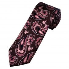 Tresanti Celeste Burgundy, Dusky Pink & Navy Paisley Patterned Men's Silk Tie
