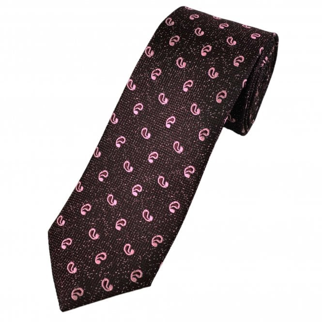 Tresanti Celeste Burgundy & Navy Blue Check with Pink Paisley Silk Men's Designer Tie