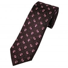 Tresanti Celeste Burgundy & Navy Blue Check with Pink Paisley Silk Men's Designer Tie