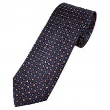 Tresanti Celeste Burgundy, Navy, Blue & Silver Motif Patterned Silk Men's Designer Tie