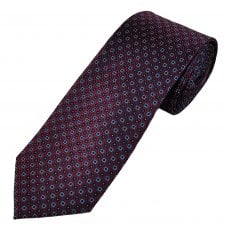 Tresanti Celeste Burgundy, Navy & Light Blue Square Pattern Men's Silk Tie