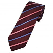 Tresanti Celeste Burgundy, Pink & Light Blue Striped Men's Designer Silk Tie