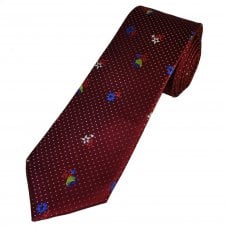 Tresanti Celeste Burgundy & Pink Polka Dot with Multi Coloured Floral Pattern Men's Silk Designer Tie