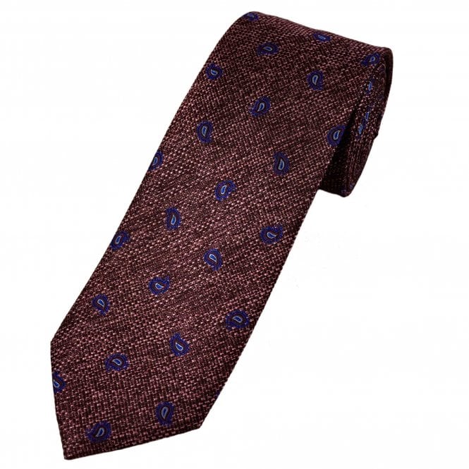 Tresanti Celeste Burgundy, Pink & Royal Blue Paisley Silk Men's Designer Tie