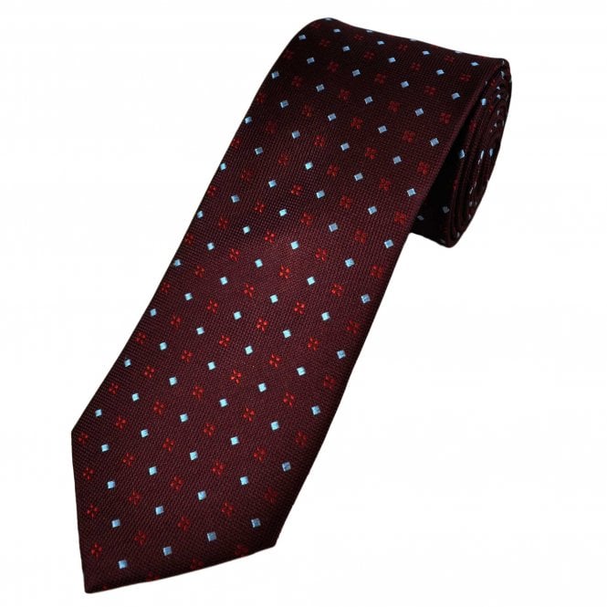 Tresanti Celeste Burgundy, Red & Light Blue Patterned Silk Men's Designer Tie