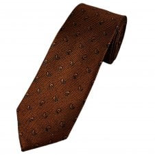 Tresanti Celeste Burnt Orange & Black Check with Charcoal Grey Paisley Silk Men's Designer Tie