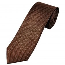 Tresanti Celeste Charcoal Grey & Orange Checked Silk Men's Designer Tie