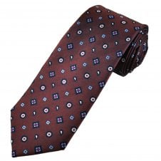 Tresanti Celeste Chestnut Brown, Navy, Light Blue, Cerise Pink & Silver Patterned Men's Silk Designer Tie