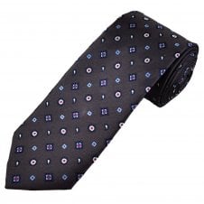 Tresanti Celeste Dark Brown, Navy, Light Blue, Cerise Pink & Silver Patterned Men's Silk Designer Tie
