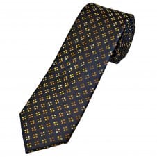 Tresanti Celeste Dark Brown with Copper & Gold Diamond Pattern Men's Silk Designer Tie