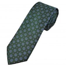 Tresanti Celeste Dark Green, Navy, Silver & Sky Blue Pattern Wool Blend Men's Tie